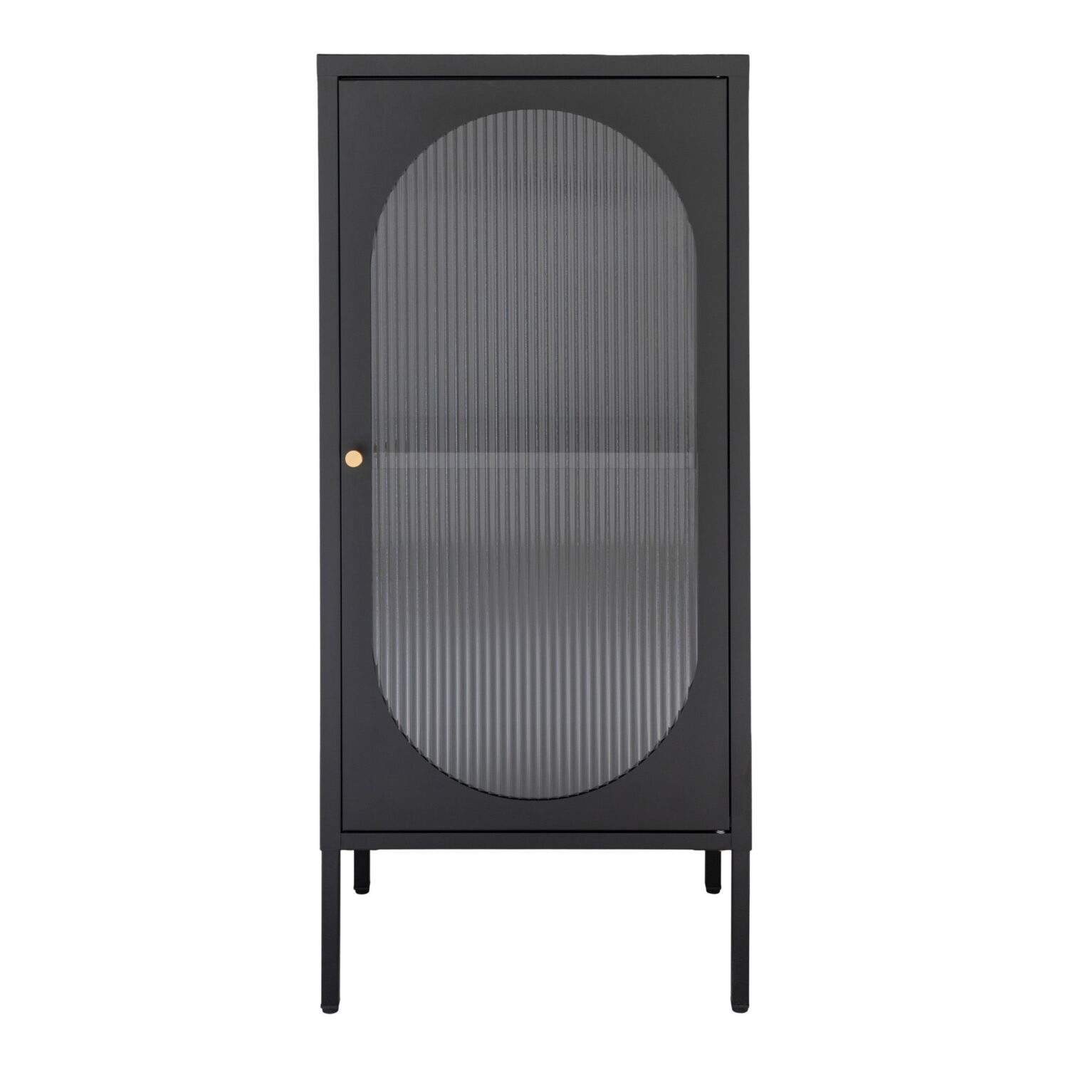 QUVIO Wandkast Adelaide – Zwart Staal en Glas – 50x35x110 cm