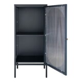 QUVIO Wandkast Adelaide – Zwart Staal en Glas – 50x35x110 cm