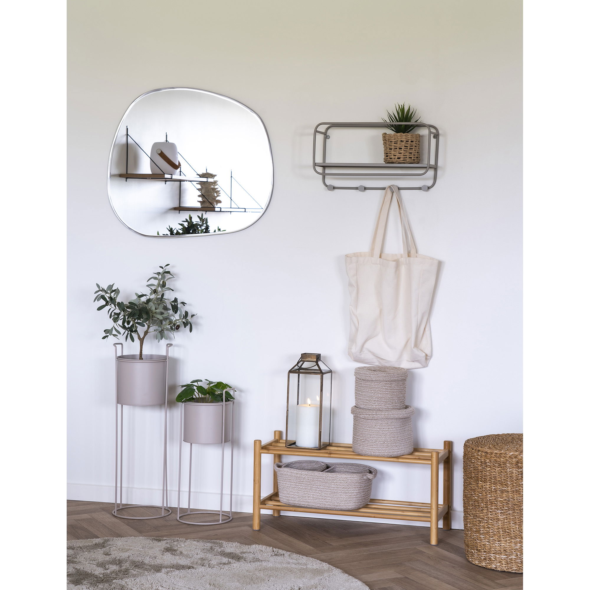 QUVIO Kapstok Lissabon – Staal – Grijs – 45x15x25 cm