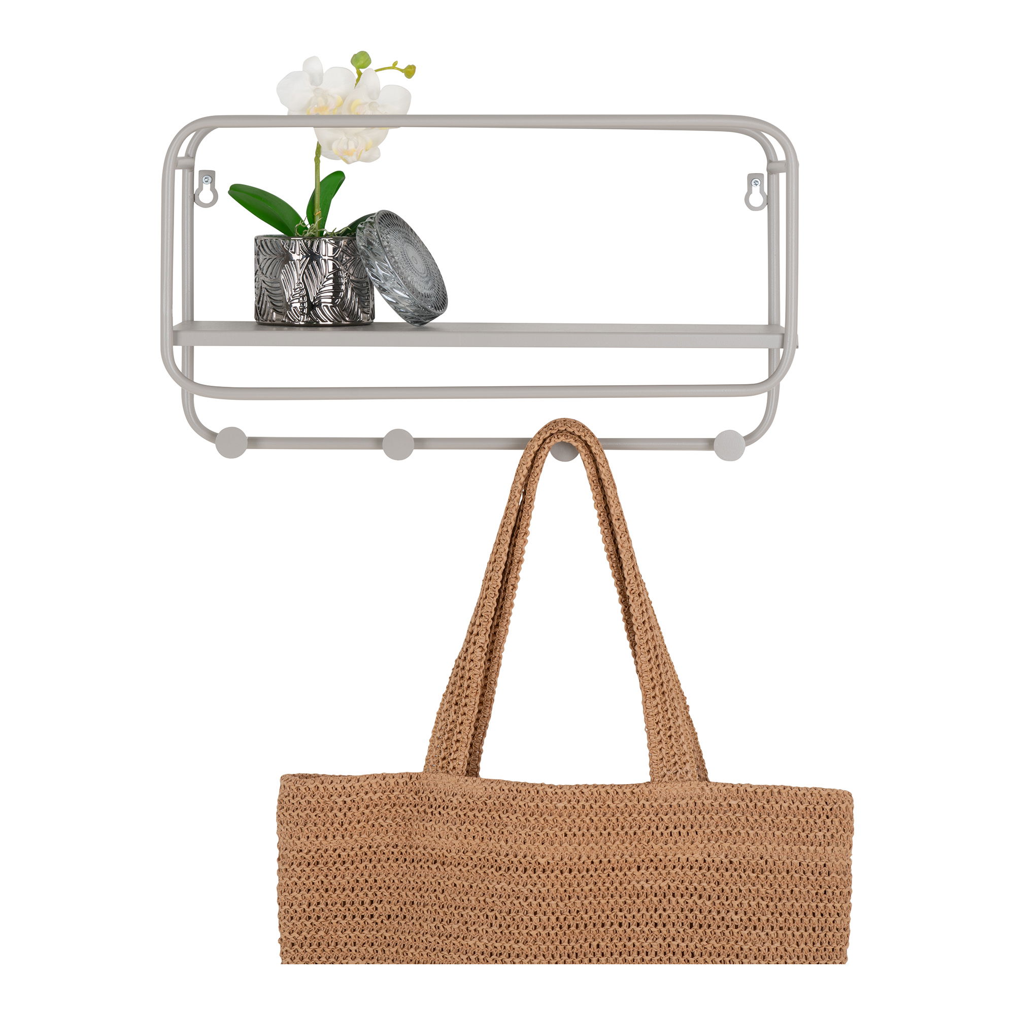 QUVIO Kapstok Lissabon – Staal – Grijs – 45x15x25 cm