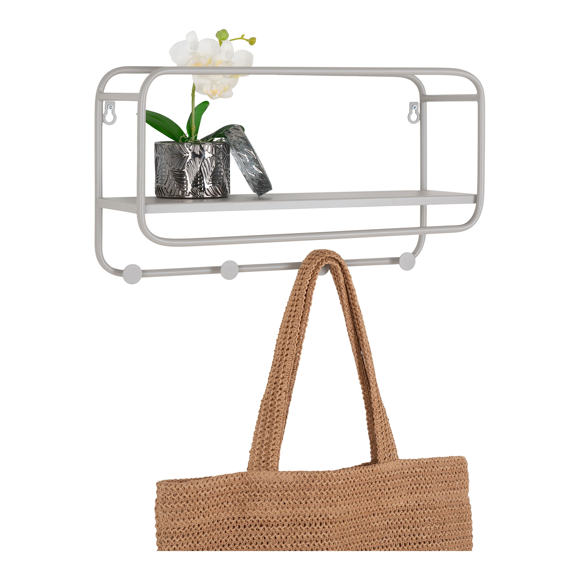 QUVIO Kapstok Lissabon – Staal – Grijs – 45x15x25 cm