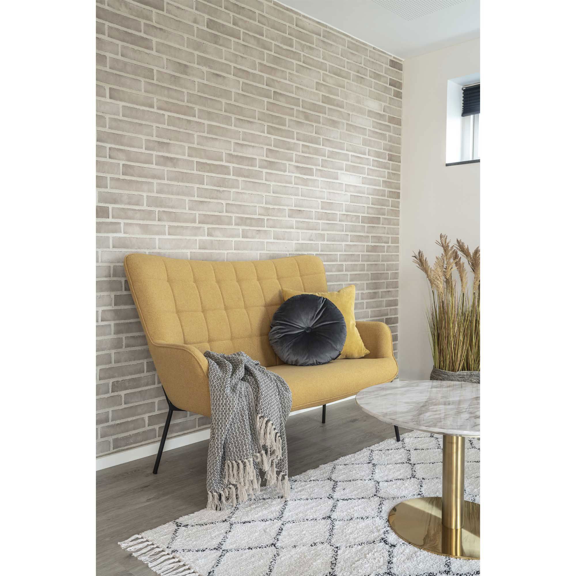 QUVIO Plaid Lisbon – 100% Katoen – Donkergrijs/wit – 130×160 cm