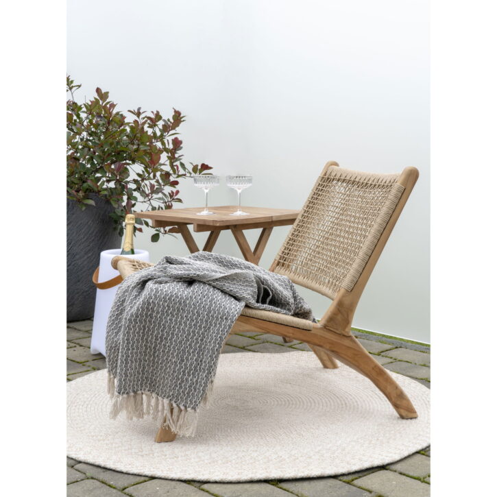 QUVIO Plaid Lisbon – 100% Katoen – Donkergrijs/wit – 130×160 cm