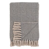 QUVIO Plaid Lisbon – 100% Katoen – Donkergrijs/wit – 130×160 cm