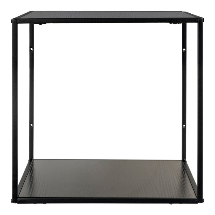 QUVIO Zwarte Wandplank – Staal en Spaanplaat – 36x36x36 cm
