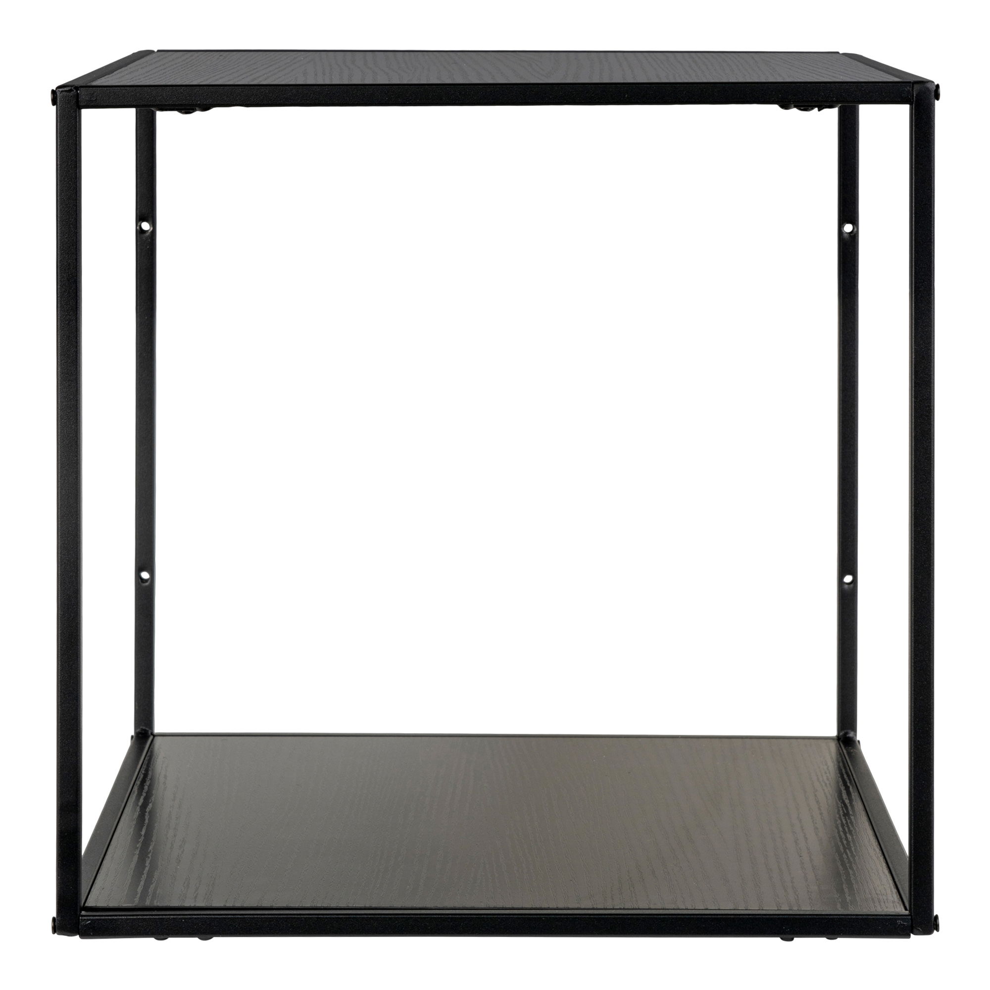 QUVIO Zwarte Wandplank – Staal en Spaanplaat – 36x36x36 cm