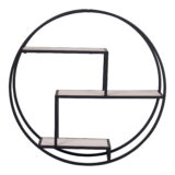 QUVIO Wandplank rond Milan – Staal/hout – Ø62 – Zwart