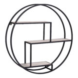 QUVIO Wandplank rond Milan – Staal/hout – Ø62 – Zwart