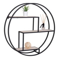 QUVIO Wandplank rond Milan – Staal/hout – Ø62 – Zwart