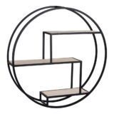 QUVIO Wandplank rond Milan – Staal/hout – Ø62 – Zwart