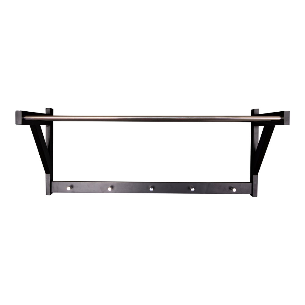 QUVIO Kapstok – Zwart Populierenhout en Staal – 78×32 cm