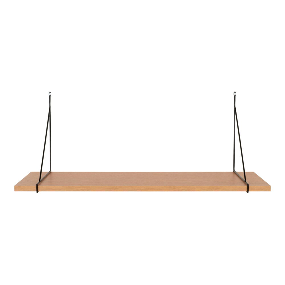 QUVIO Wandplank – Natuurlijke uitstraling – Zwart stalen frame – 80×29 cm