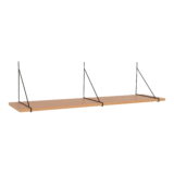 QUVIO Wandplank – Natuurlijke uitstraling – Zwart stalen frame – 120×29 cm