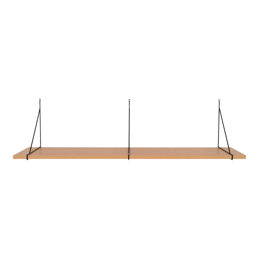 QUVIO Wandplank – Natuurlijke uitstraling – Zwart stalen frame – 120×29 cm