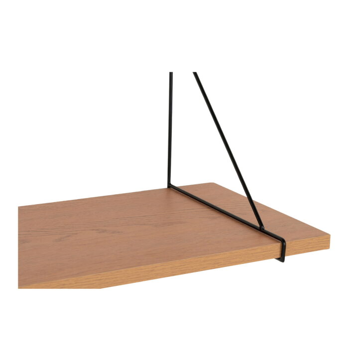 QUVIO Wandplank – Natuurlijke uitstraling – Zwart stalen frame – 120×29 cm