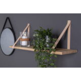 QUVIO Wandplank hout – Hout/Leer – 120×20 cm – Naturel