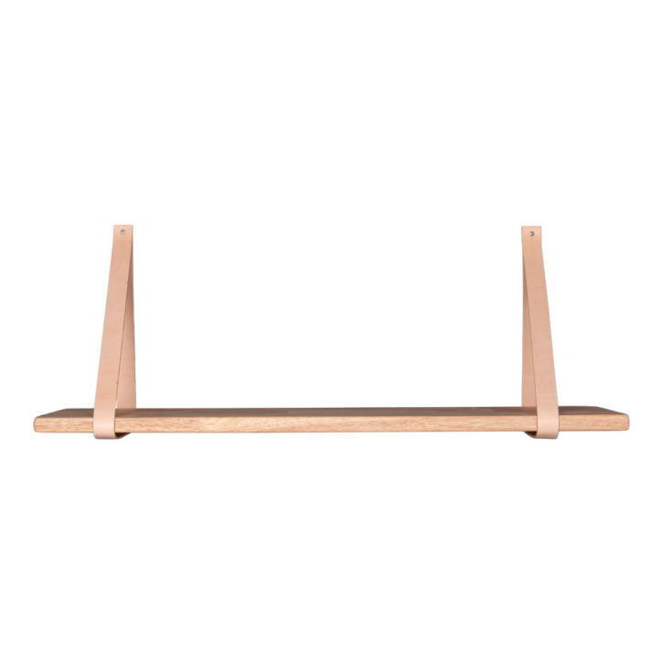 QUVIO Wandplank hout – Hout/Leer – 120×20 cm – Naturel
