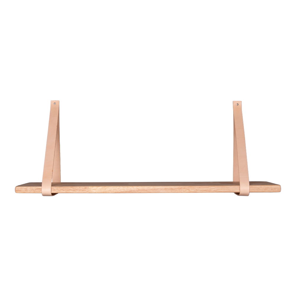 QUVIO Wandplank hout – Hout/Leer – 120×20 cm – Naturel