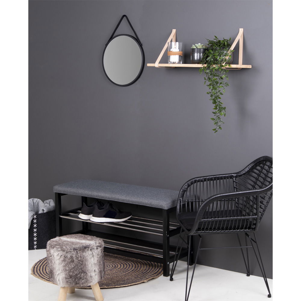 QUVIO Wandplank hout – Hout/Leer – 120×20 cm – Naturel
