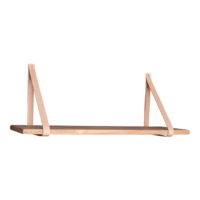 QUVIO Wandplank hout – Hout/Leer – 120×20 cm – Naturel