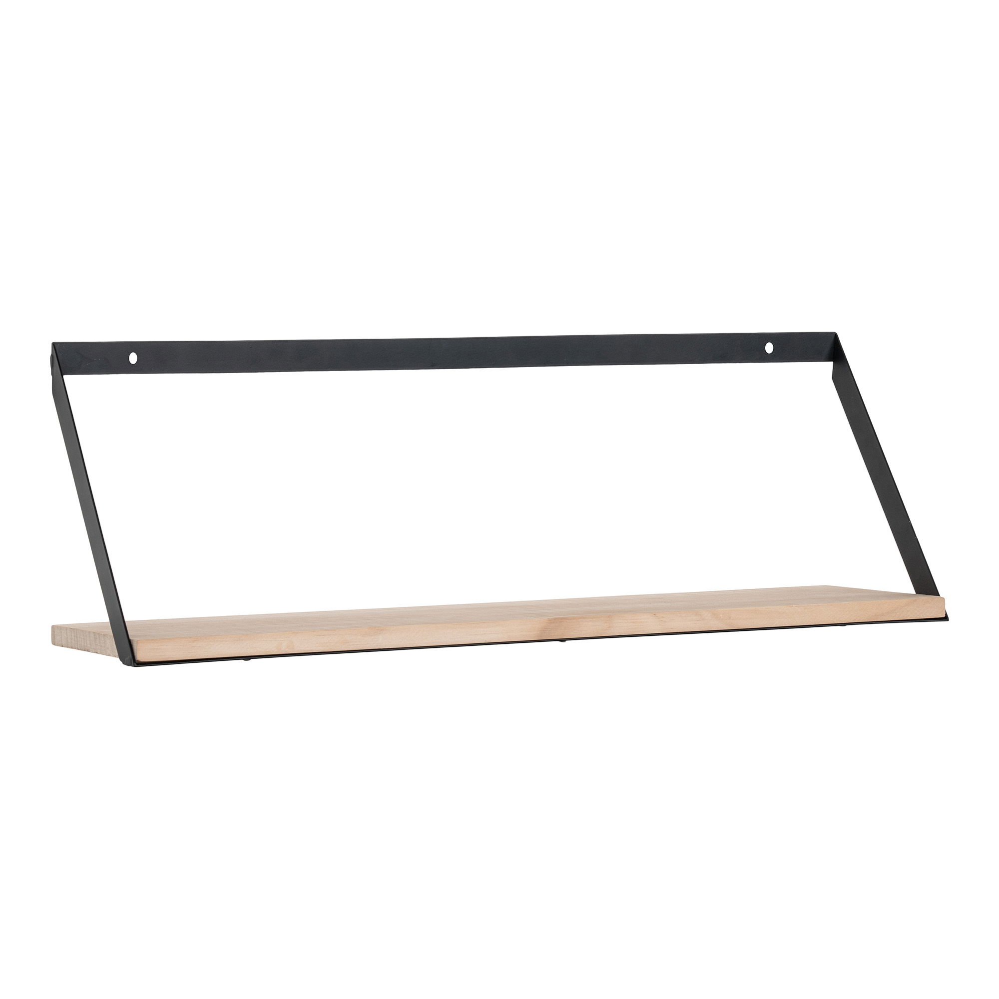 QUVIO Wandplank Genève – Staal en Dennenhout – 55x14x18 cm – Natuurlijke Kleur