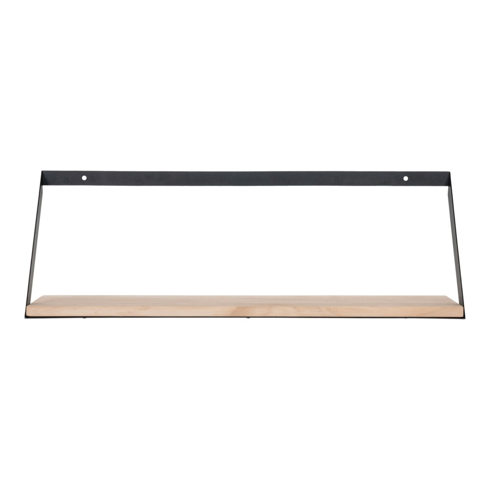 QUVIO Wandplank Genève – Staal en Dennenhout – 55x14x18 cm – Natuurlijke Kleur