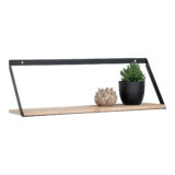 QUVIO Wandplank Genève – Staal en Dennenhout – 55x14x18 cm – Natuurlijke Kleur