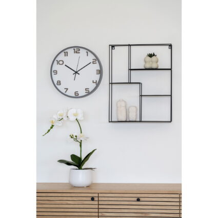 QUVIO Wandklok Londen – Stijlvol en Functioneel – Grijs – 35 cm