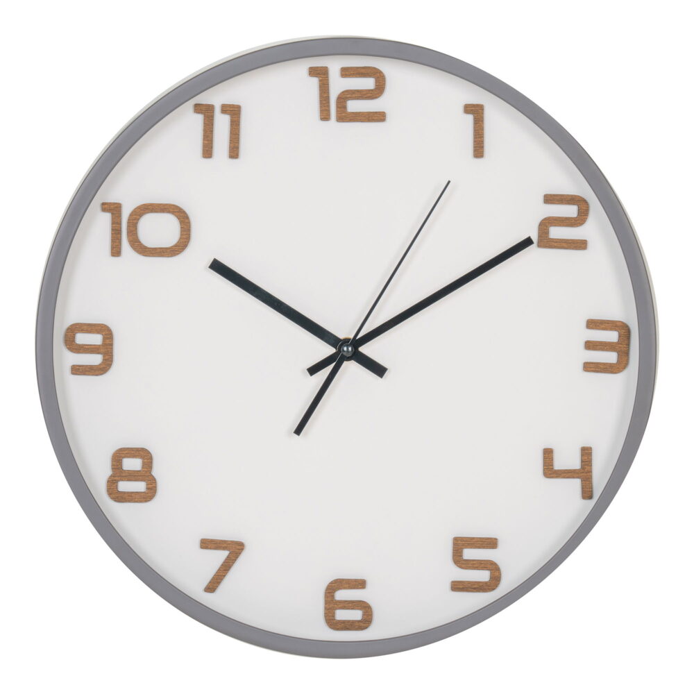 QUVIO Wandklok Londen – Stijlvol en Functioneel – Grijs – 35 cm