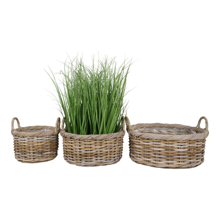 QUVIO Rieten manden Kubu – 30/40/50 cm – Set van 3