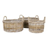 QUVIO Rieten manden Kubu – 30/40/50 cm – Set van 3