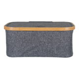 QUVIO Mand – Bamboe en Textiel – Donkergrijs – 38x26x16 cm