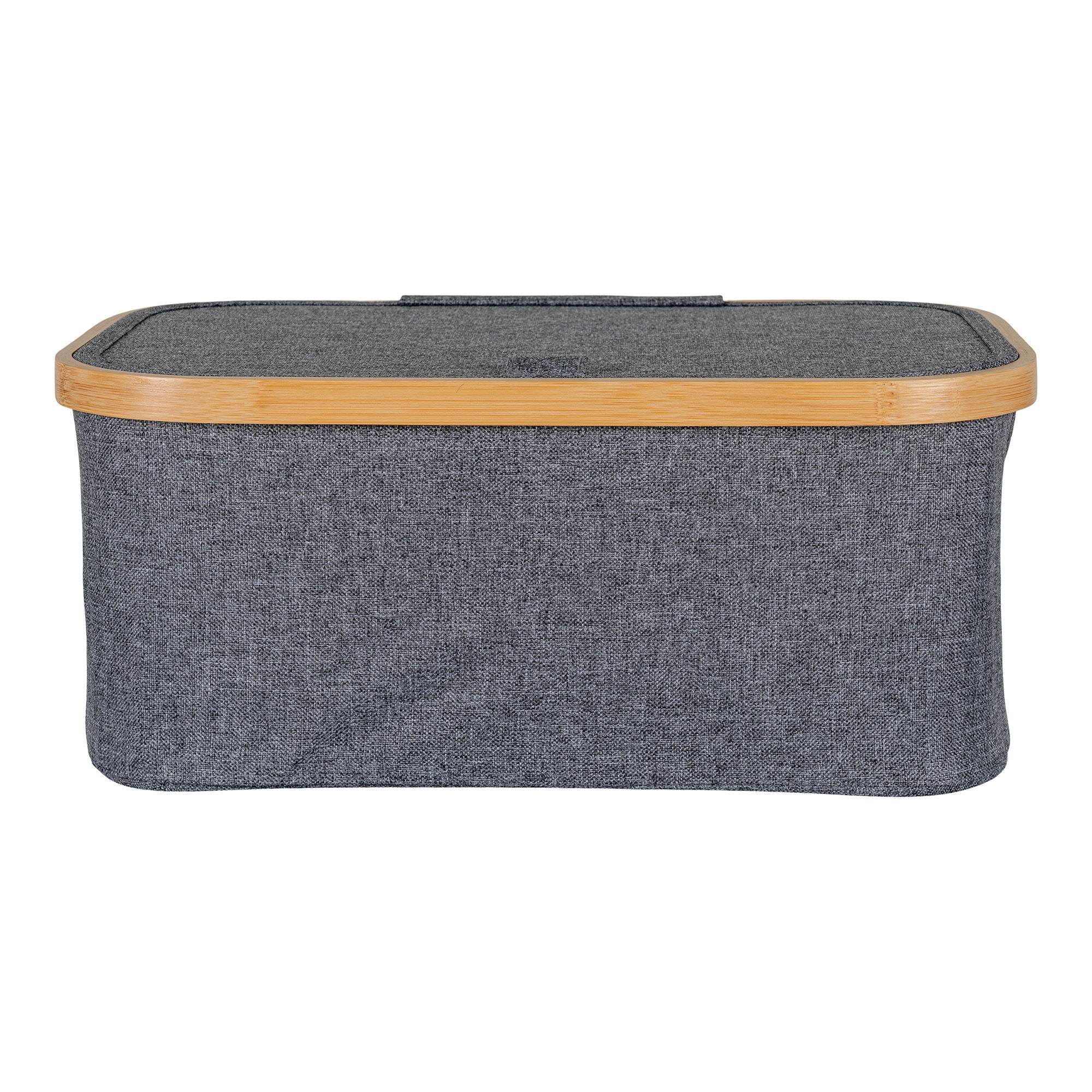 QUVIO Mand – Bamboe en Textiel – Donkergrijs – 38x26x16 cm