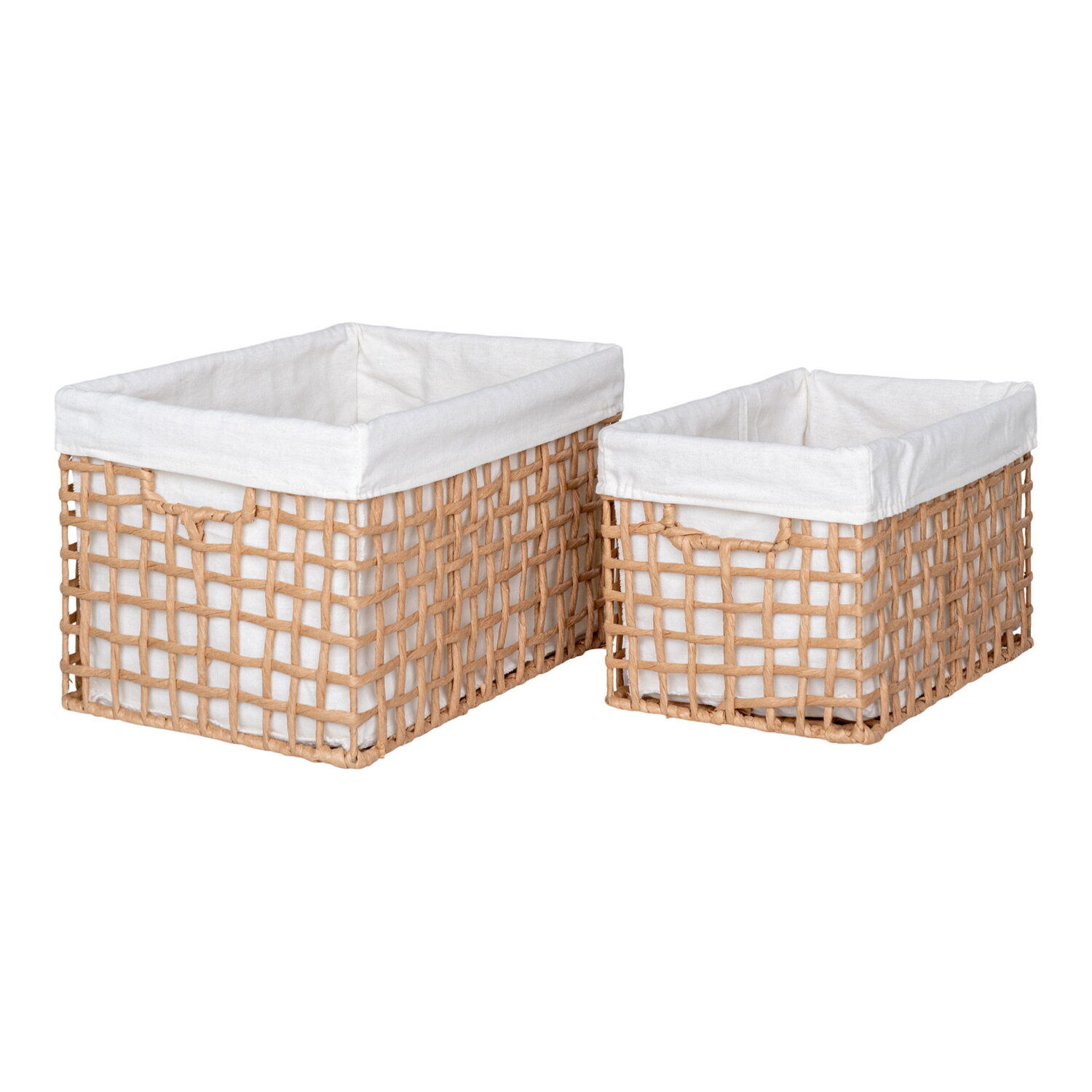 QUVIO Mandenset Lissabon – Papier en metaal – Set van 2 – Natuurlijk