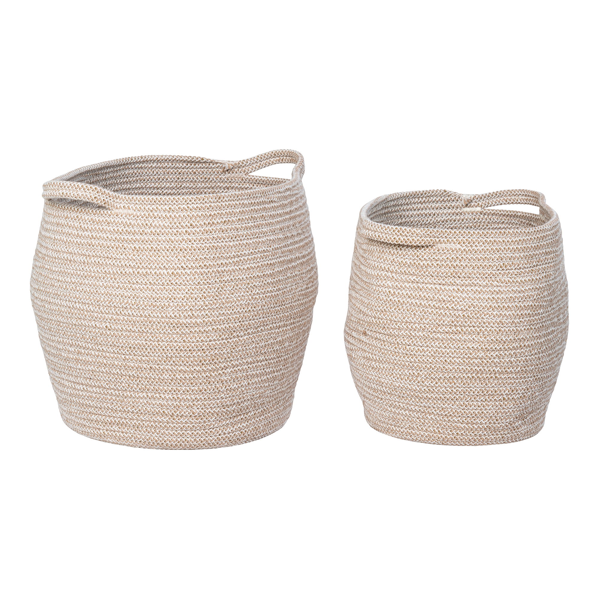 QUVIO Opbergmanden – Katoen – Beige – Set van 2