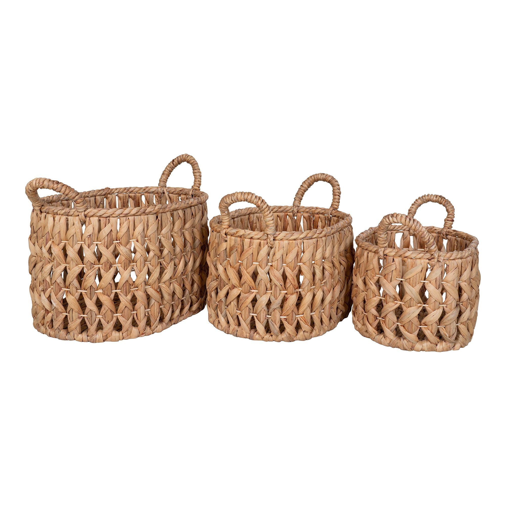 QUVIO Mandenset – Waterhyacint – Naturel – Set van 3