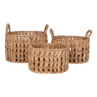 QUVIO Mandenset – Waterhyacint – Naturel – Set van 3