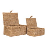 QUVIO Mandenset – Zeegras en IJzer – Natuurlijk – Set van 2