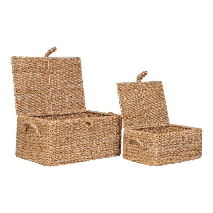 QUVIO Mandenset – Zeegras en IJzer – Natuurlijk – Set van 2