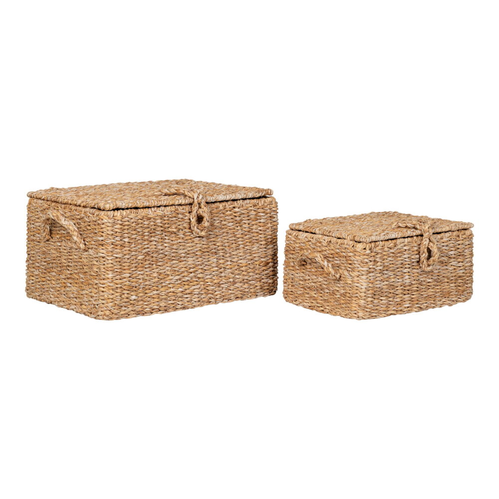 QUVIO Mandenset – Zeegras en IJzer – Natuurlijk – Set van 2