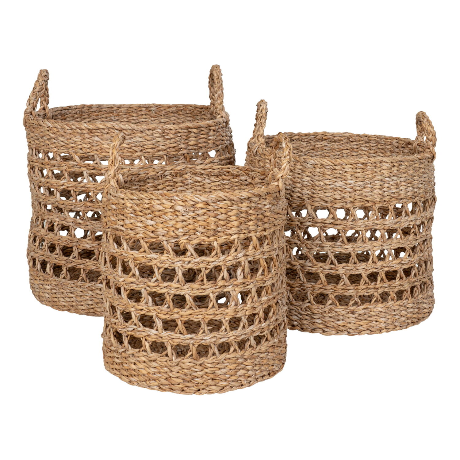 QUVIO Mandenset – Zeegras – Naturel – Set van 3
