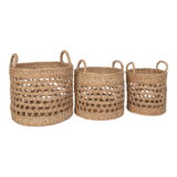 QUVIO Mandenset – Zeegras – Naturel – Set van 3