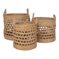 QUVIO Mandenset – Zeegras – Naturel – Set van 3