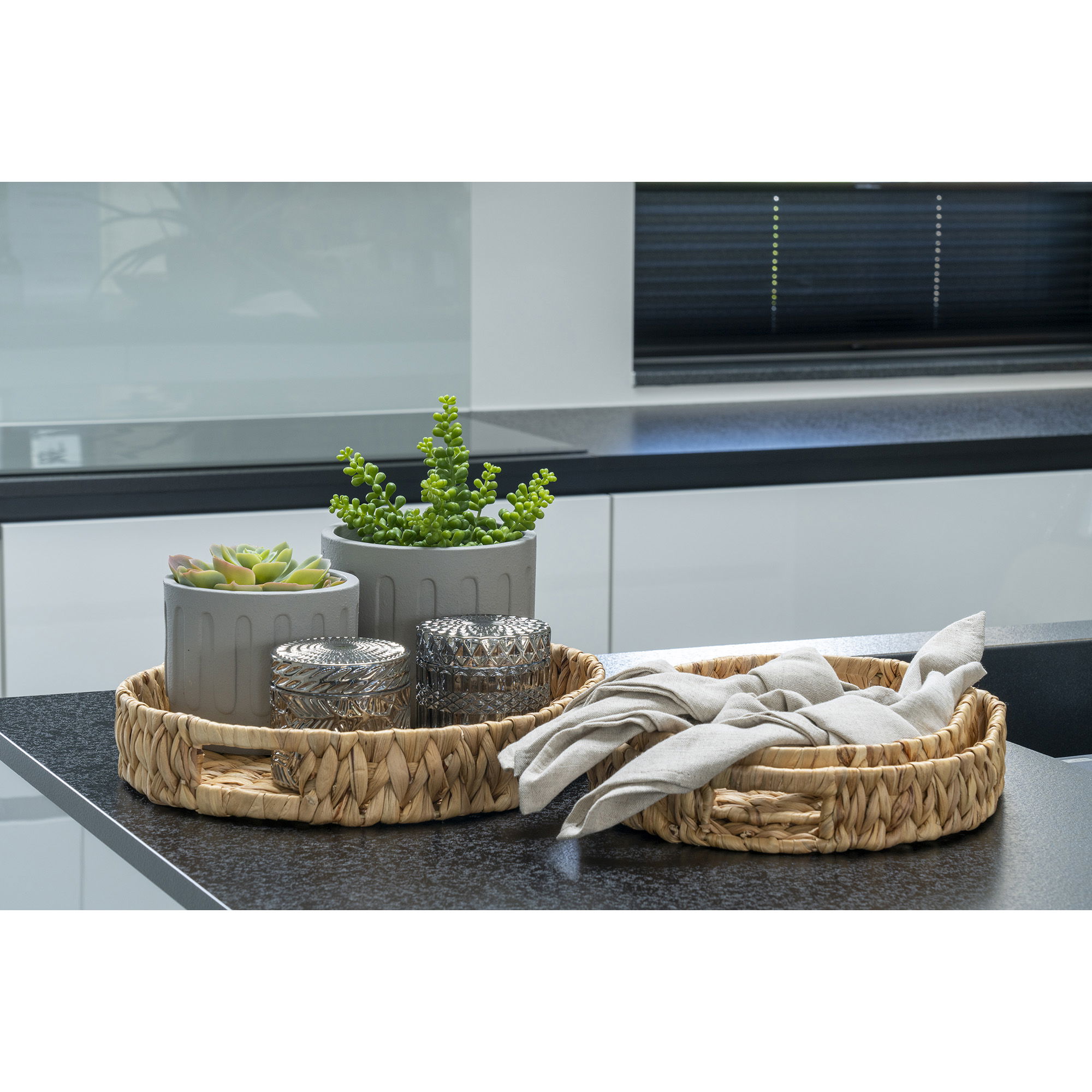 QUVIO Natuurlijke dienbladen – Set van 3 – Waterhyacint
