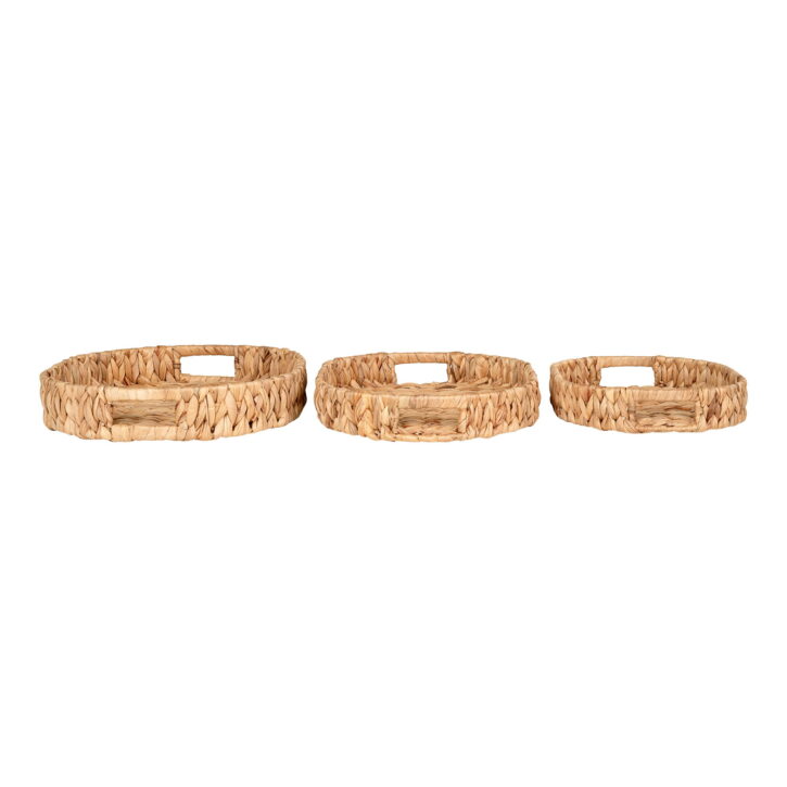 QUVIO Natuurlijke dienbladen – Set van 3 – Waterhyacint
