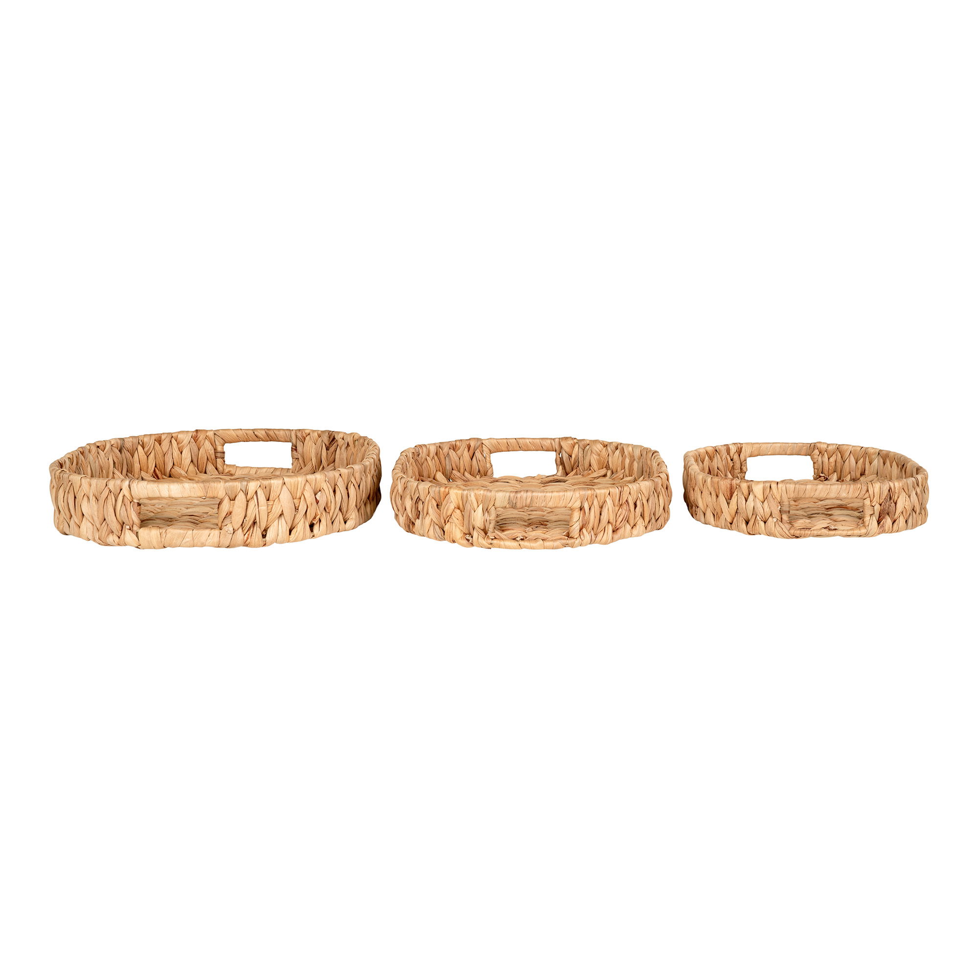 QUVIO Natuurlijke dienbladen – Set van 3 – Waterhyacint
