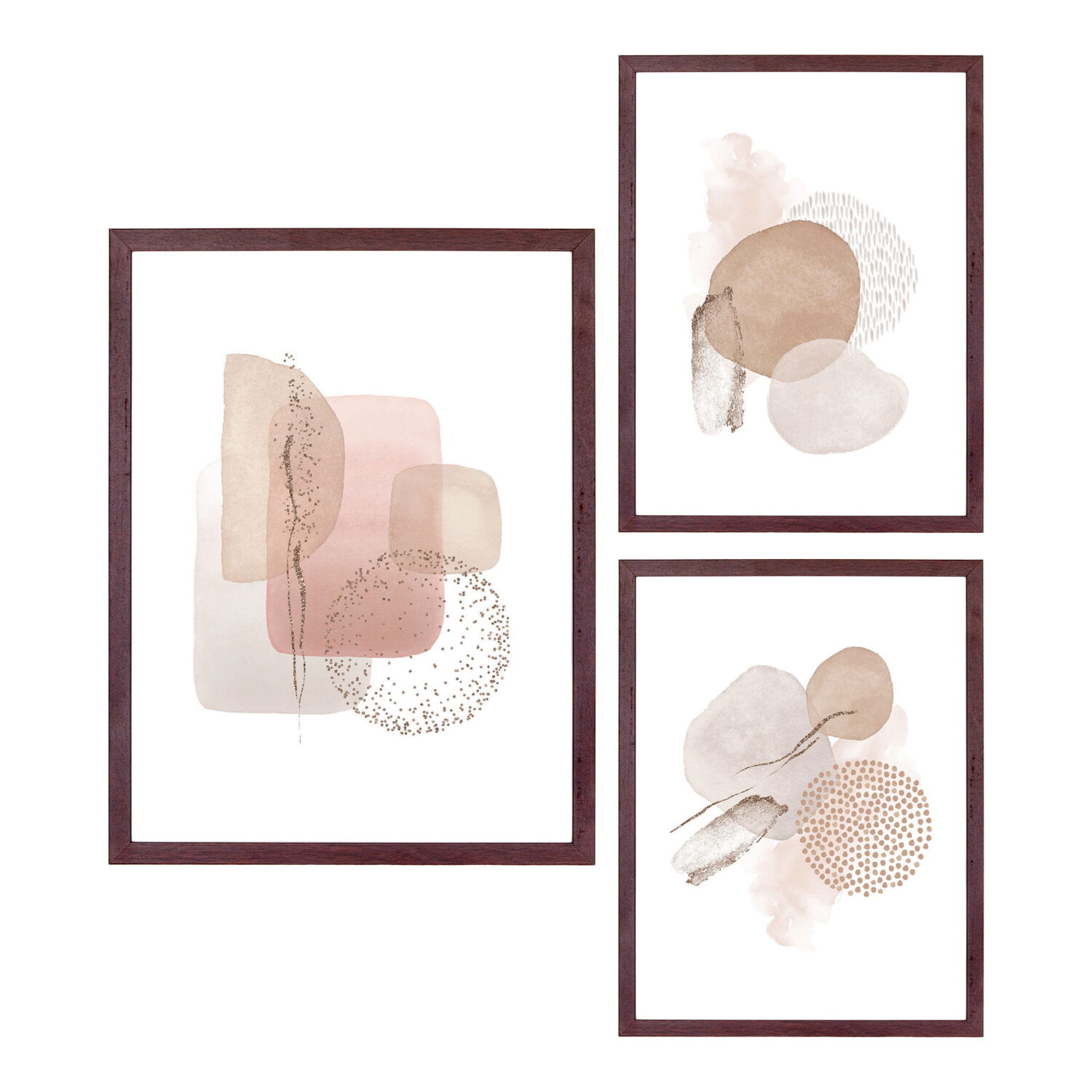 QUVIO Fotolijsten Set – Donkerbruin – MDF en Glas – 30×21 cm en 40×30 cm – Set van 3