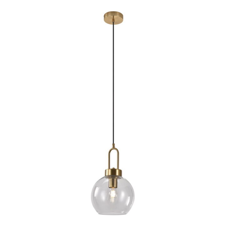 QUVIO Hanglamp – Glas/Staal – Ø20 cm – 150 cm snoer – Messing