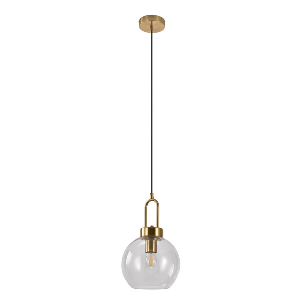 QUVIO Hanglamp – Glas/Staal – Ø20 cm – 150 cm snoer – Messing