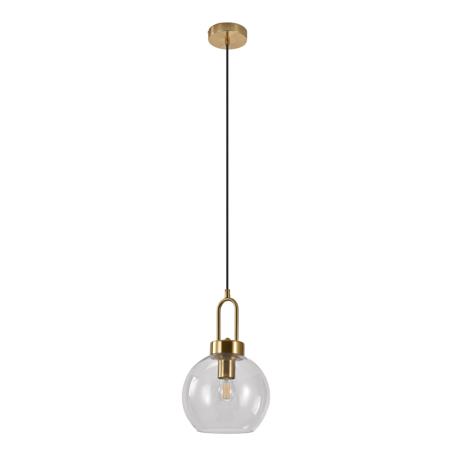 QUVIO Hanglamp – Glas/Staal – Ø20 cm – 150 cm snoer – Messing